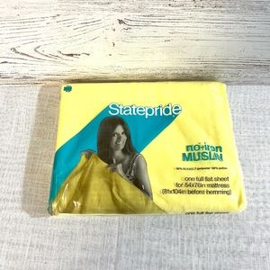 Vintage full flat sheet nip statepride yellow decor retro